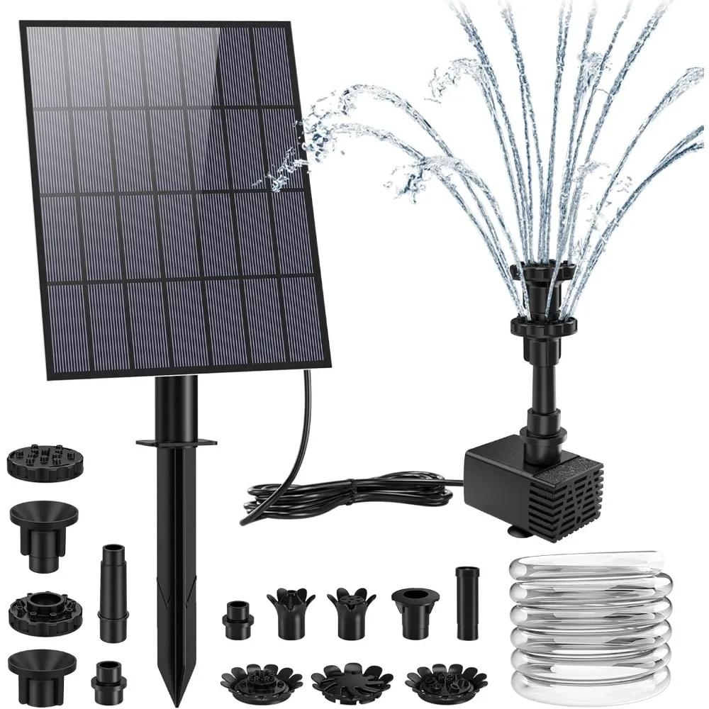 

3.5W Split Solar Fountain with Multiple Nozzles DIY Solar Water Pump 4.9 Feet Water Pipe for Solar Fountain in Garden Pond