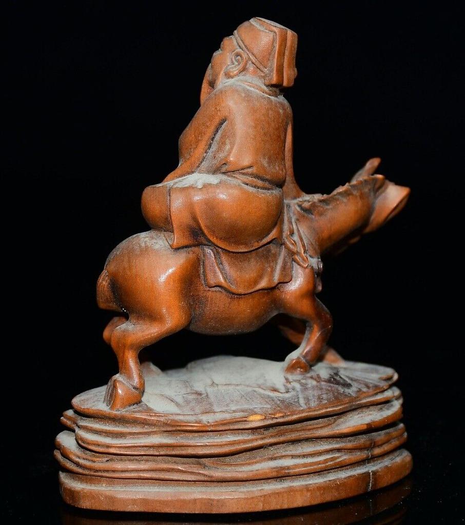 Chinesischer Buchsbaum Holzschnitzerei Figur Statue Holzskulptur Heimdeko Kunst