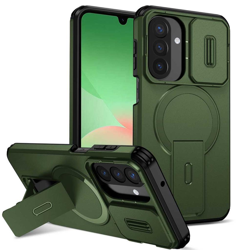 Voor Samsung Galaxy A57 A37 A17 A56 A36 A26 A16 A55 A35 A25 A15 Magnetische Ringhouder Schuifbare Camera Lens Bescherming Telefoonhoes