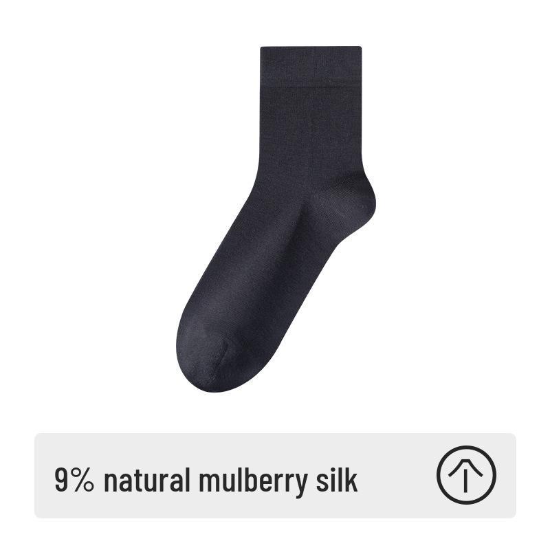 Men's Premium Mulberry Silk Mid-Calf Socks - Antibacterial & Deodorant - Ideal for Business Wear with Leather Shoes - Autumn/Winter Style