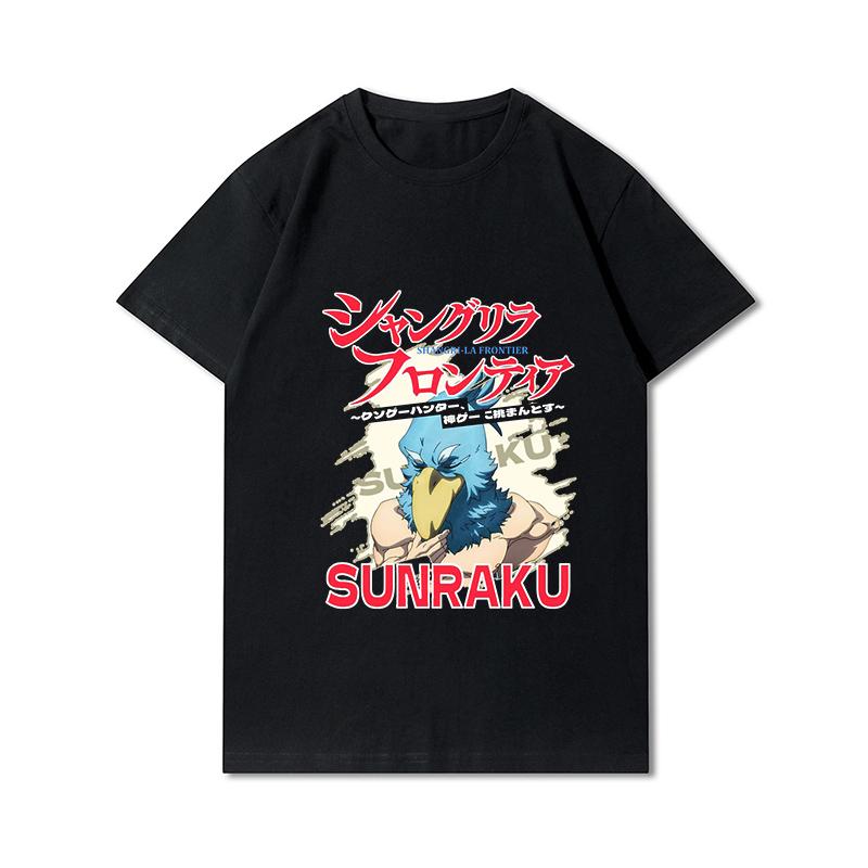 Plus Size Summer T Shirts for Women Anime Shangri La Frontier Printed Casual Short Sleeves Tops 100% Cotton Oversize O Neck Tees