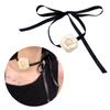White Flower Collar Bowknot Necklace Chain Temperament Polyester Ribbon Necklace Choker for Women Festival Jewelry