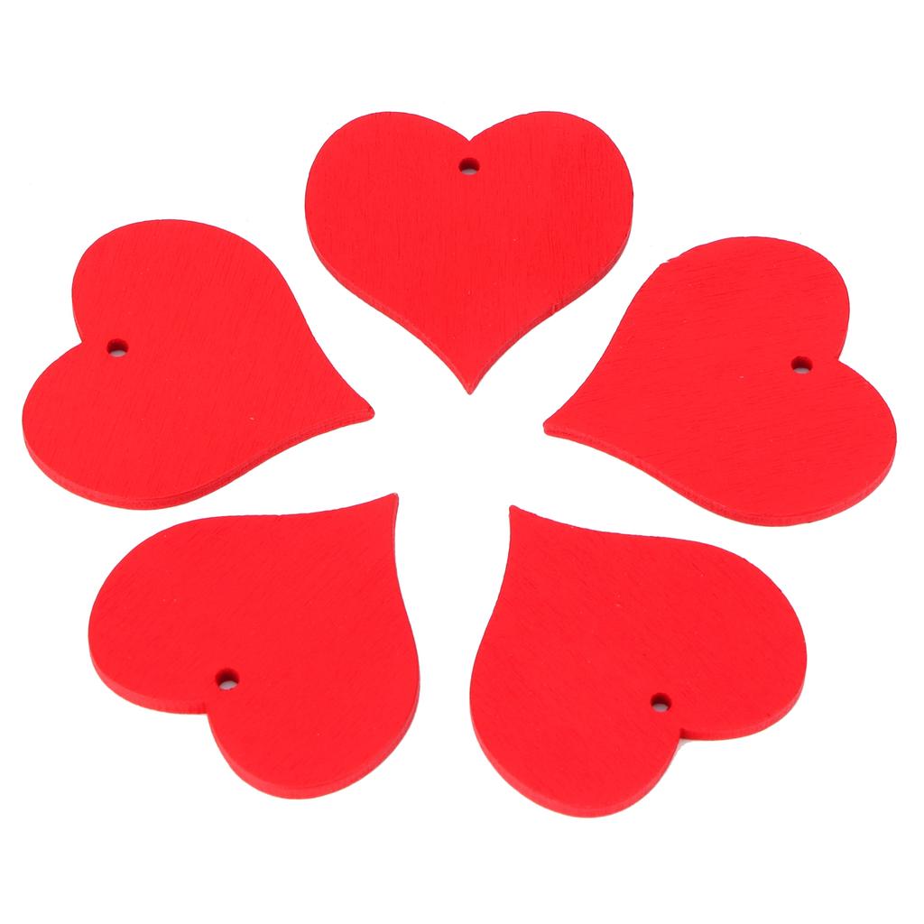 100 Stück Holzscheiben Handgefertigt Rot Herzförmiger Anhänger Basteln DIY Hochzeitsdekoration