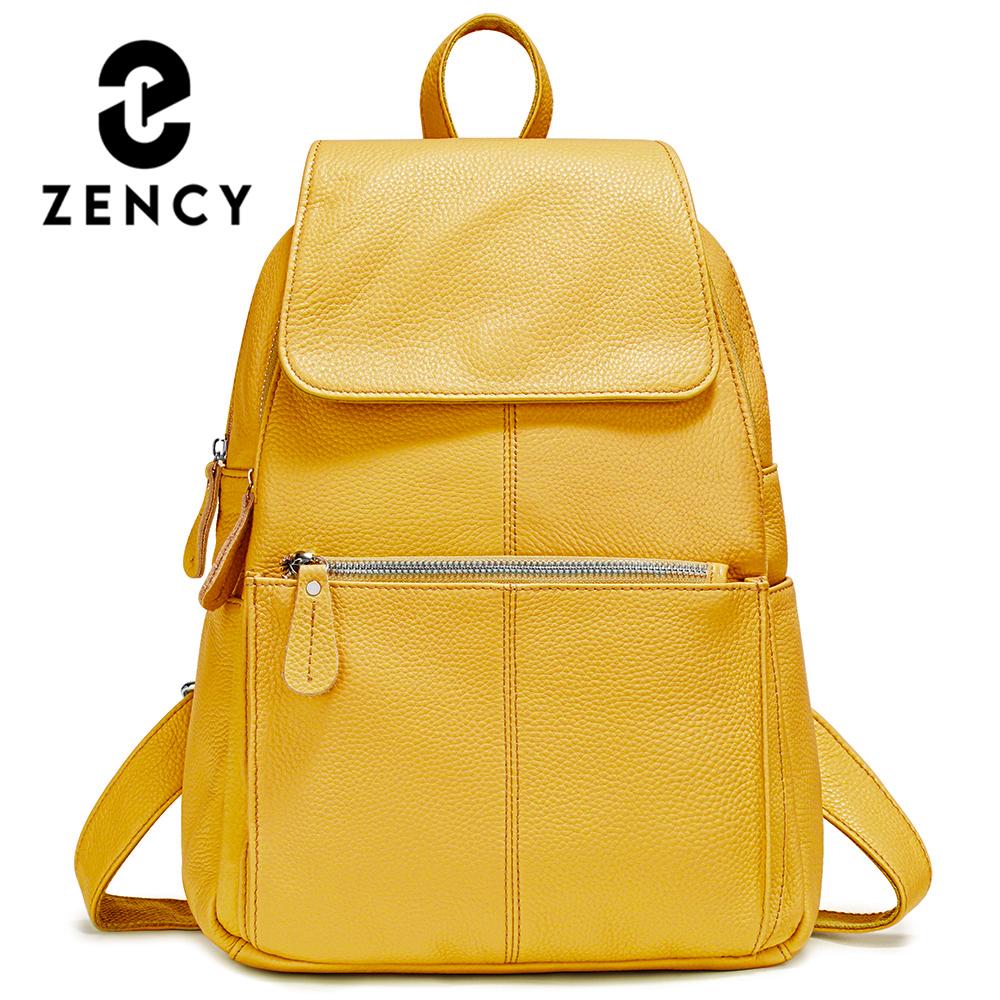 Zency Fashion Soft Genuine Leather Large Women Backpack Quality A+ Ladies Travel Knapsack Schoolbag