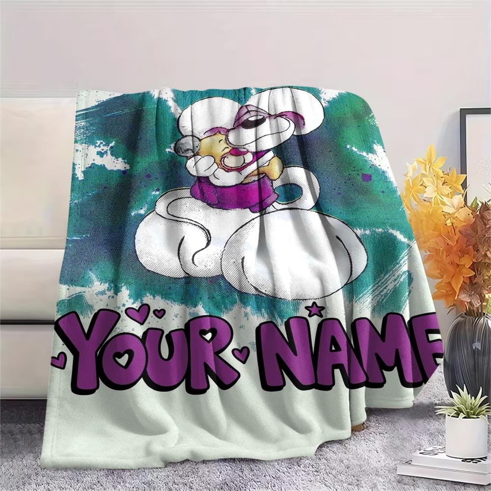 1PC Custom Name Diddl Patterned Flannel Blanket Suitable For All Seasons for Home Decor Warmth and Comfort Gifts Holiday Present