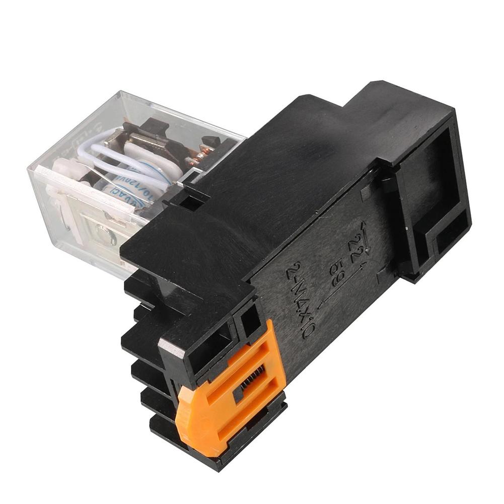 AC 110V/120V Coil 4PDT Relay Pack 6pcs with Socket 35mm DIN Rail Mount for Automation Control and Power Switching 14 Pin