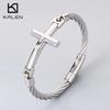 Chunky  Stainless Steel Wire Chain Bangle Men's Personalized Classic Cross Bracelet Jewelry Gothic Vintage Black Accessory