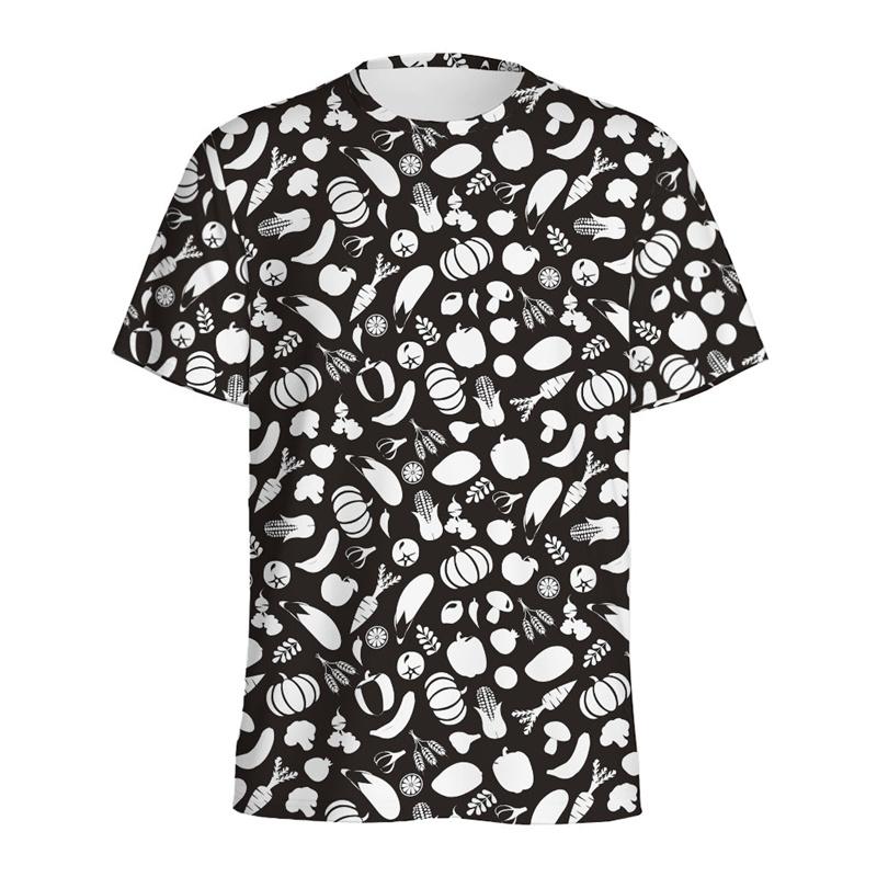 Vegan Fruits Graphic T-shirts Streetwear Round Neck Short Sleeves 3D Printing Vegetable Tops Men's and  Women's Unisex T-shirts
