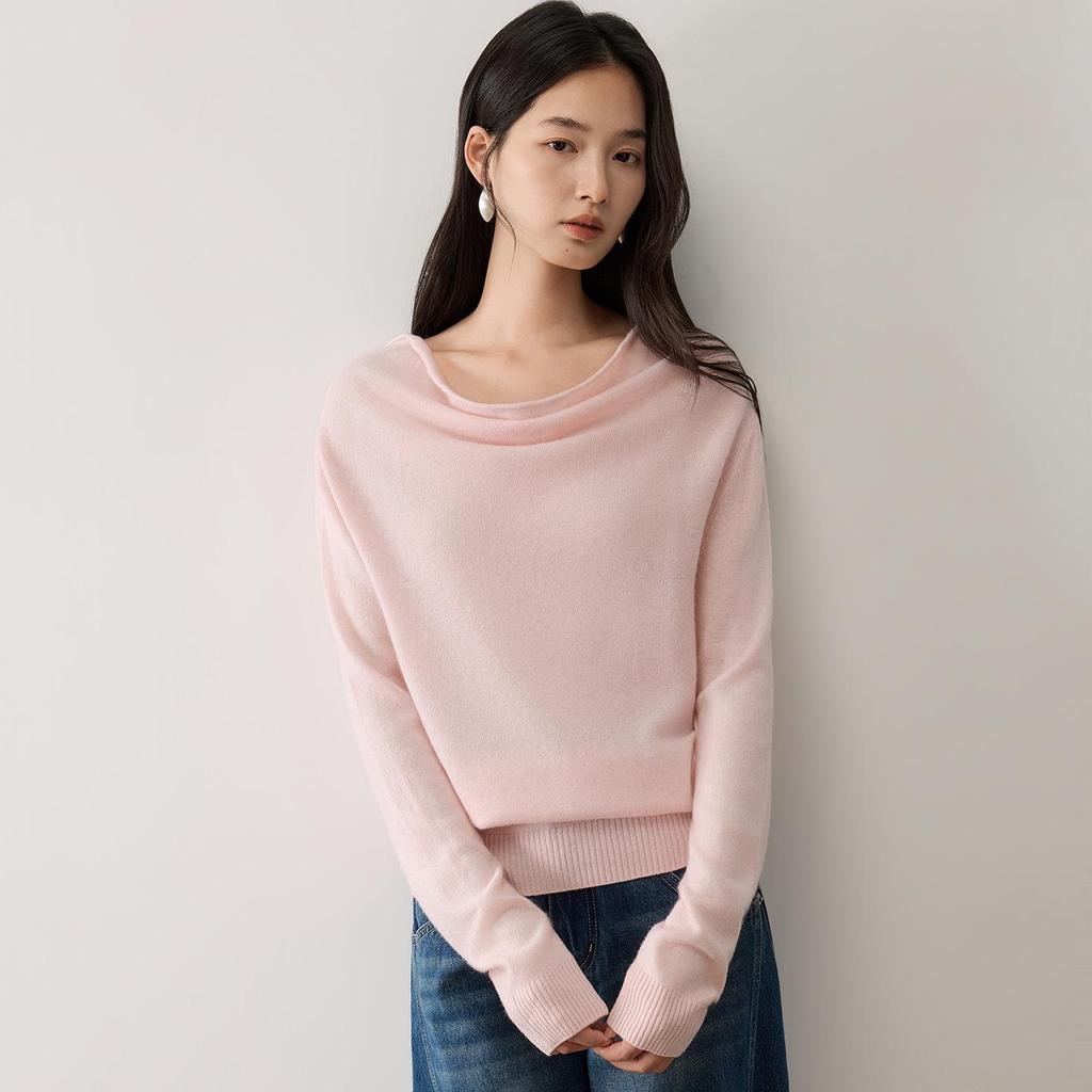Cashmere Loose Neck Sweater - Women's Autumn/Winter 2026 Knit, Versatile & Slimming Solid Color