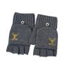 Winter Knitted Gloves Men's Half-finger Outdoor Cycling Plus Velvet Warm Embroidered Antlers Touch Screen Half-finger Flip Cover