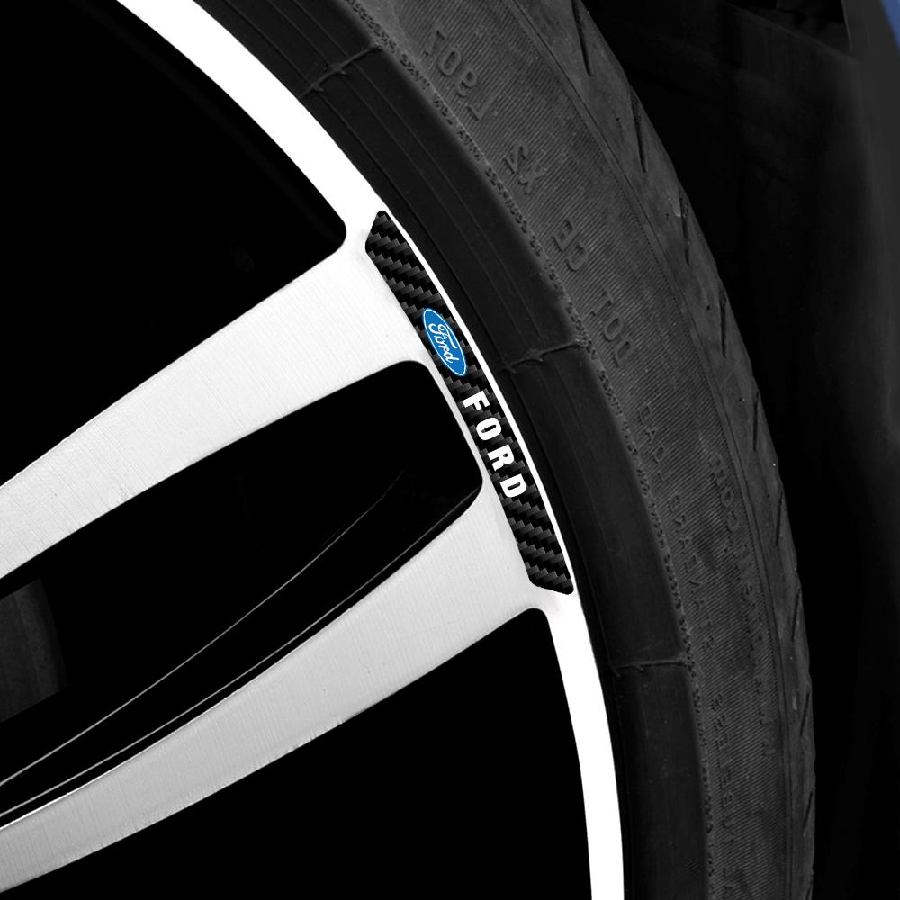 4PCS Carbon Fiber Vinyl Car Wheel Rim Hub Sticker Auto Refit Center Cover For Ford 2 Shelby Fiesta Fusion Explorer Escape Mondeo