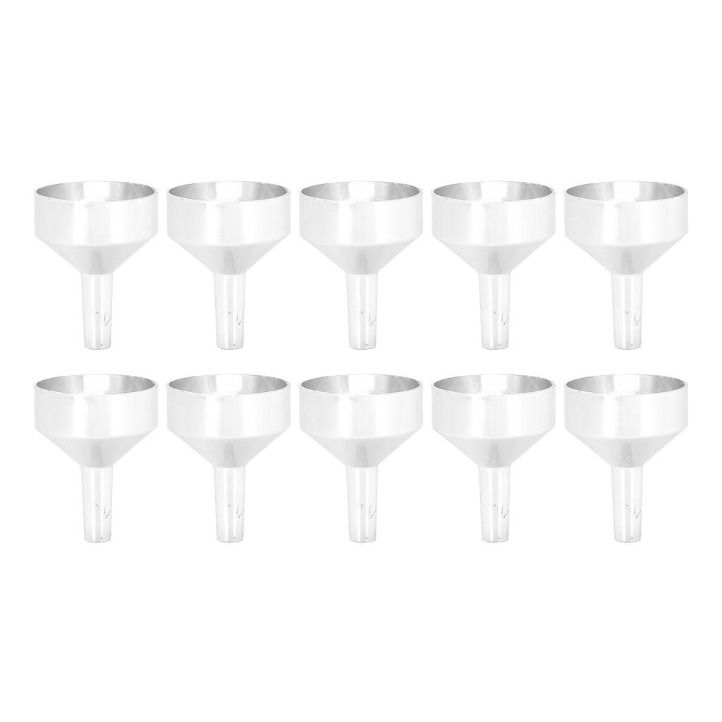 10 stk metall liten trakt aluminiumslegering trakt for å fylle flasker og overføre kosmetikk P