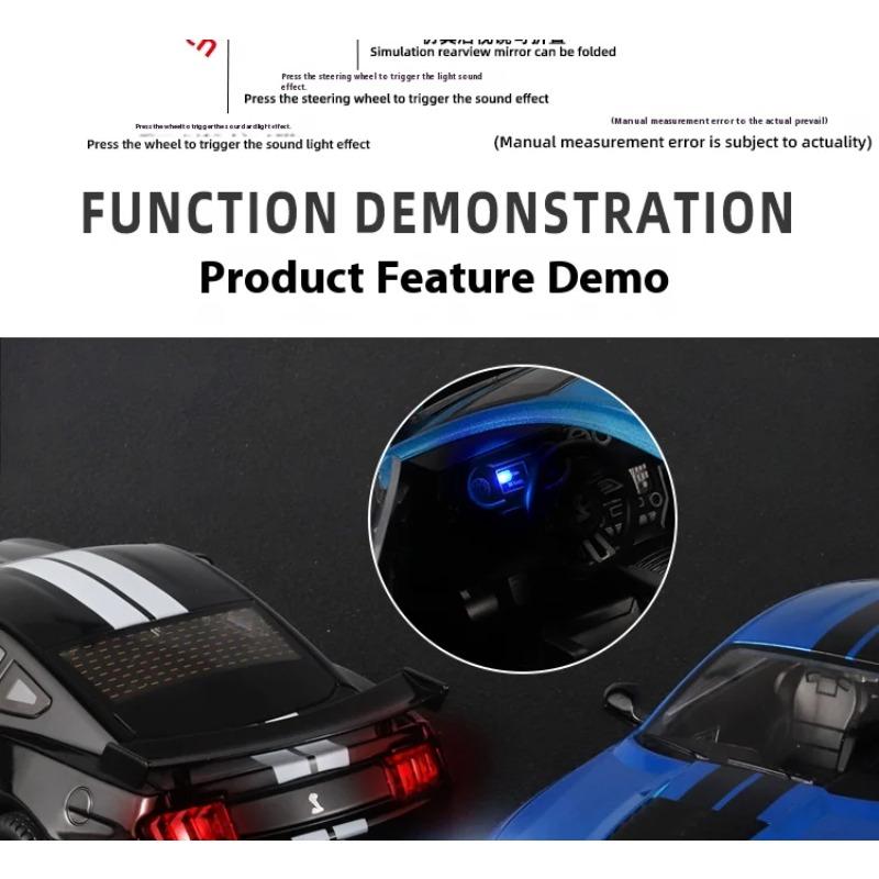 Large 1/18 Alloy Die-cast Ford Mustang GT500 Car Model Collection Ornaments Simulation Sound and Light for Boys Birthday Gift