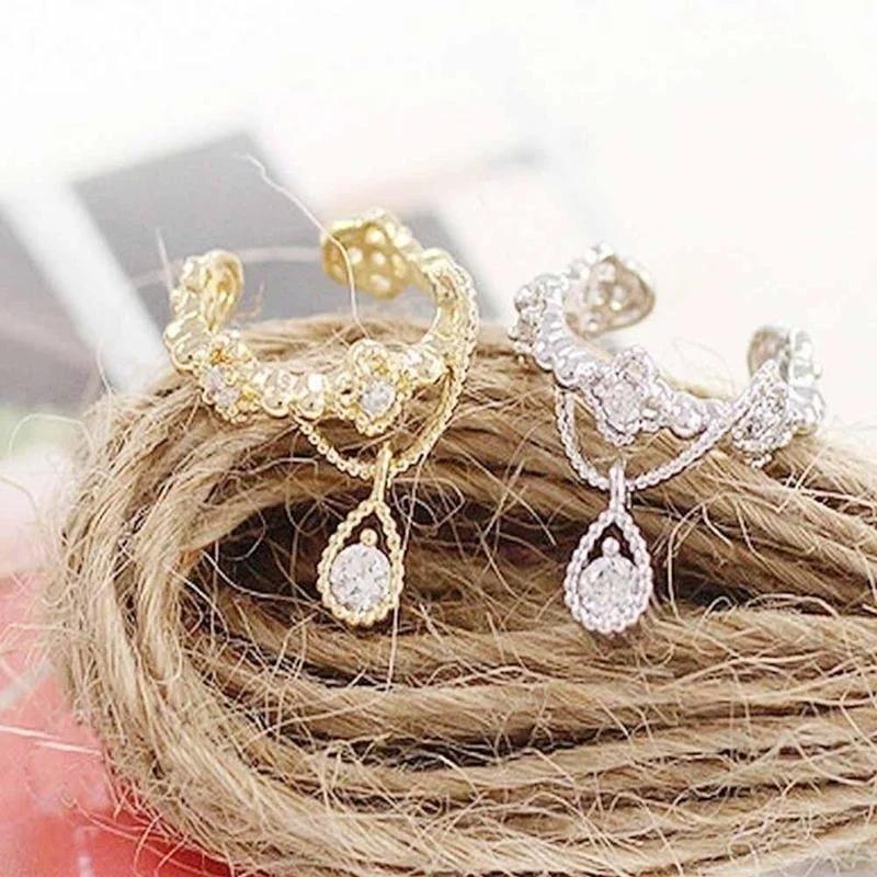 Korean Version Of Fashionable Jewelry Is Exquisite Simple Cute Small Without Ear Holes It Is Full Of Diamonds Ear Clips Earrings