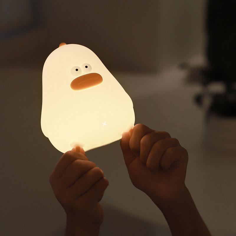 Duck Silicone Night Light Led USB Rechargeable Night Lamp Touch Sensor Bedroom Bedside Lamp Kids Baby Children Gift Sleep Lights