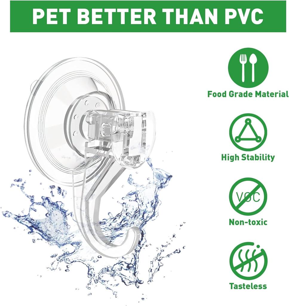 4er-Pack Saugknapfhaken für Dusche, Große Transparente Hochleistungs-Saugknapfhaken, Kranzhänger