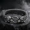 European and American Simple and Generous Double Wolf Head Electroplated Titanium Steel Men's Bracelet