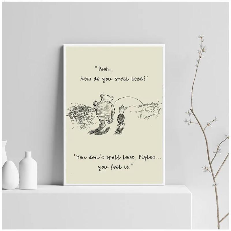 Bear cartoon simple family decorative painting  hight quality canvas painting Art Decor  No Frame