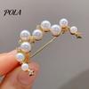 Brooch Pin, Curved Design Imitation Pearl Lapel Pin, Pearlescent Texture Badge for Coats Shirts Scarves Accessories