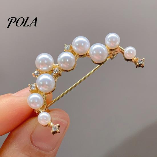 Brooch Pin, Curved Design Imitation Pearl Lapel Pin, Pearlescent Texture Badge for Coats Shirts Scarves Accessories