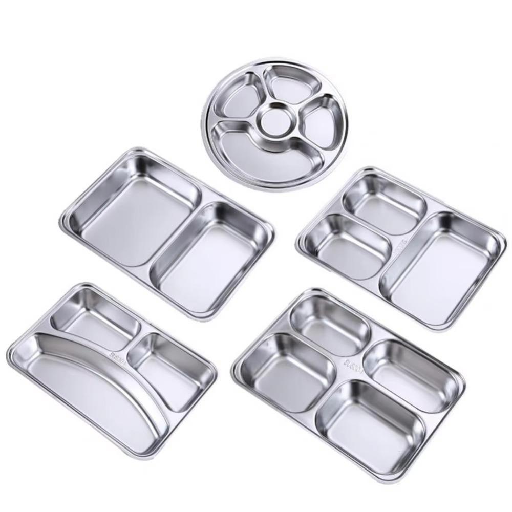 Stackable Stainless Steel Dinner Plate Thickened Breakfast Plate Lunch Container Tray  Restaurant