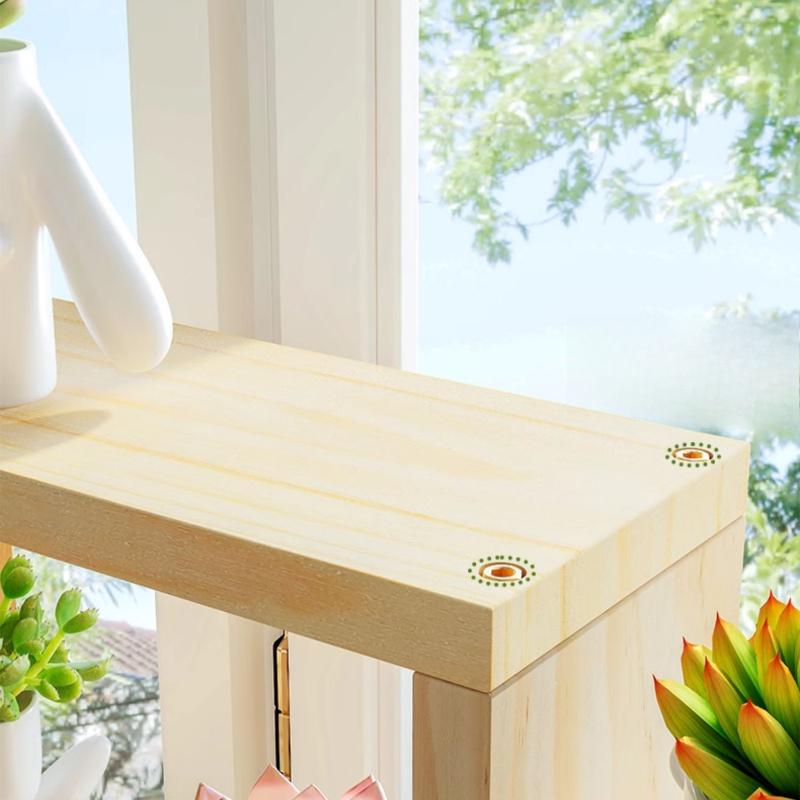 Multi-Layer Wooden Plant Stand Flower Window Sill Rack for Living Room Balcony Office Home Garden Display Storage Organizer