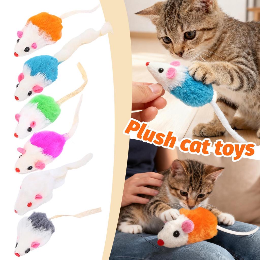 Furry Sound Mouse Pet Toy, Small Plush Mice For Interactive Play In Assorted Colors