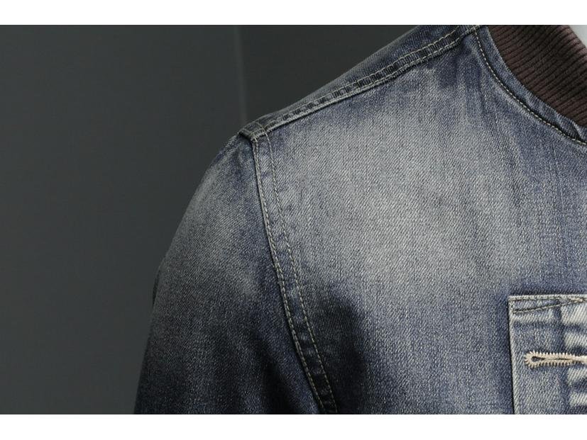 Men's Trendy Retro Stand-up Collar Denim Jacket - Spring & Autumn European Motorcycle Style