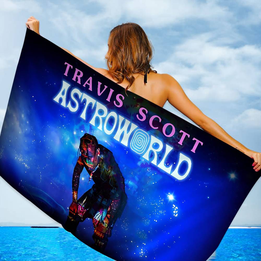 T-Travis S-Scott A-Astroworld Microfiber Printed Beach Towel Mountain Climbing Yoga Beach Swimming Running Absorbent Soft Towel