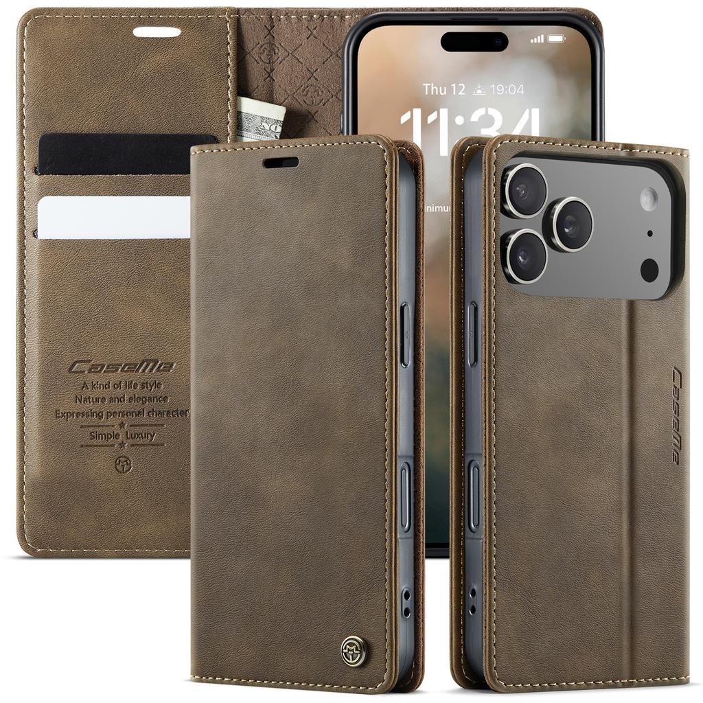 Retro Magnetic Card Solt Wallet Flip for IPhone 18 Pro Max 17 16 15 14 13 12 11 Plus 17air 16E Kickstand Pocket Business Cover