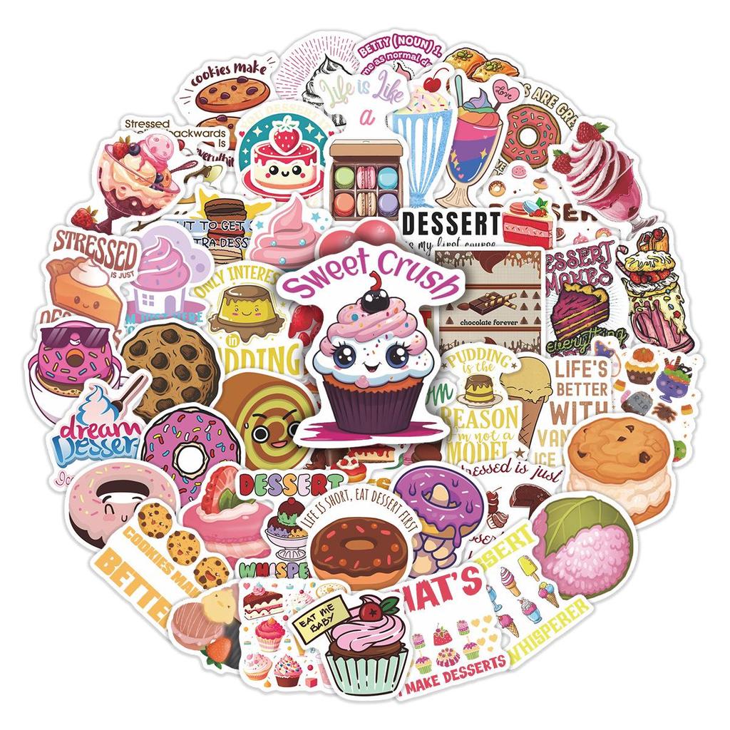 Cute Cartoon Dessert-Themed Decorative Stickers: 50 Sheets for Planners, Laptops & DIY Projects