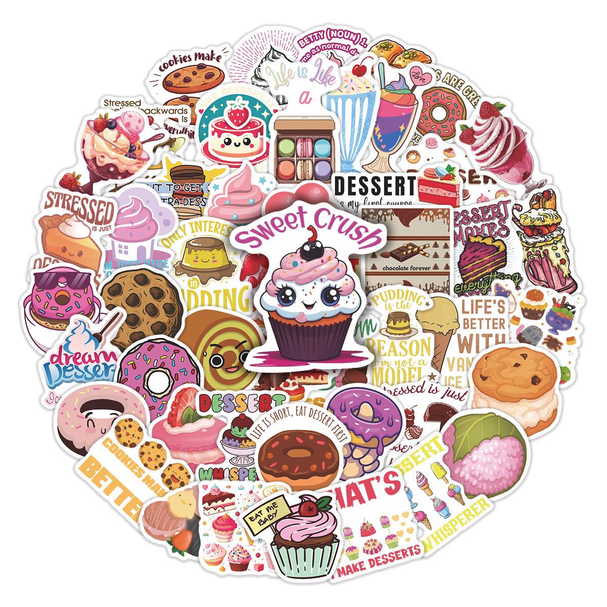 Cute Cartoon Dessert-Themed Decorative Stickers: 50 Sheets for Planners, Laptops & DIY Projects