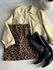 LUXI Women's Slim Leopard Print Plush Circle Skirt - American Retro Style, Winter Hip-Hugging Short Skirt.