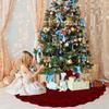 KHOYIME Red Knitted Christmas Tree Skirt 36 Inches, Rustic Vintage Large Xmas Tree Rug Skirt Chunky Thick Knit Boho Under Tree Skirt, Farmhouse