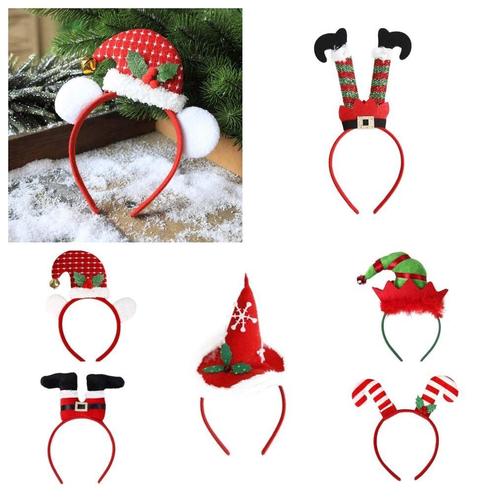Foolscap Santa Claus Headband Plaid Christmas Cap Hair Bands Gifts Christmas Hair Hoop  Daily