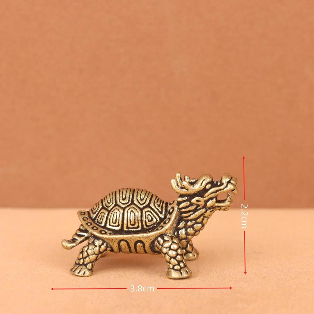 Vintage Brass Dragon Turtle Keychain Ornament: Personalized Gift for Men and Women