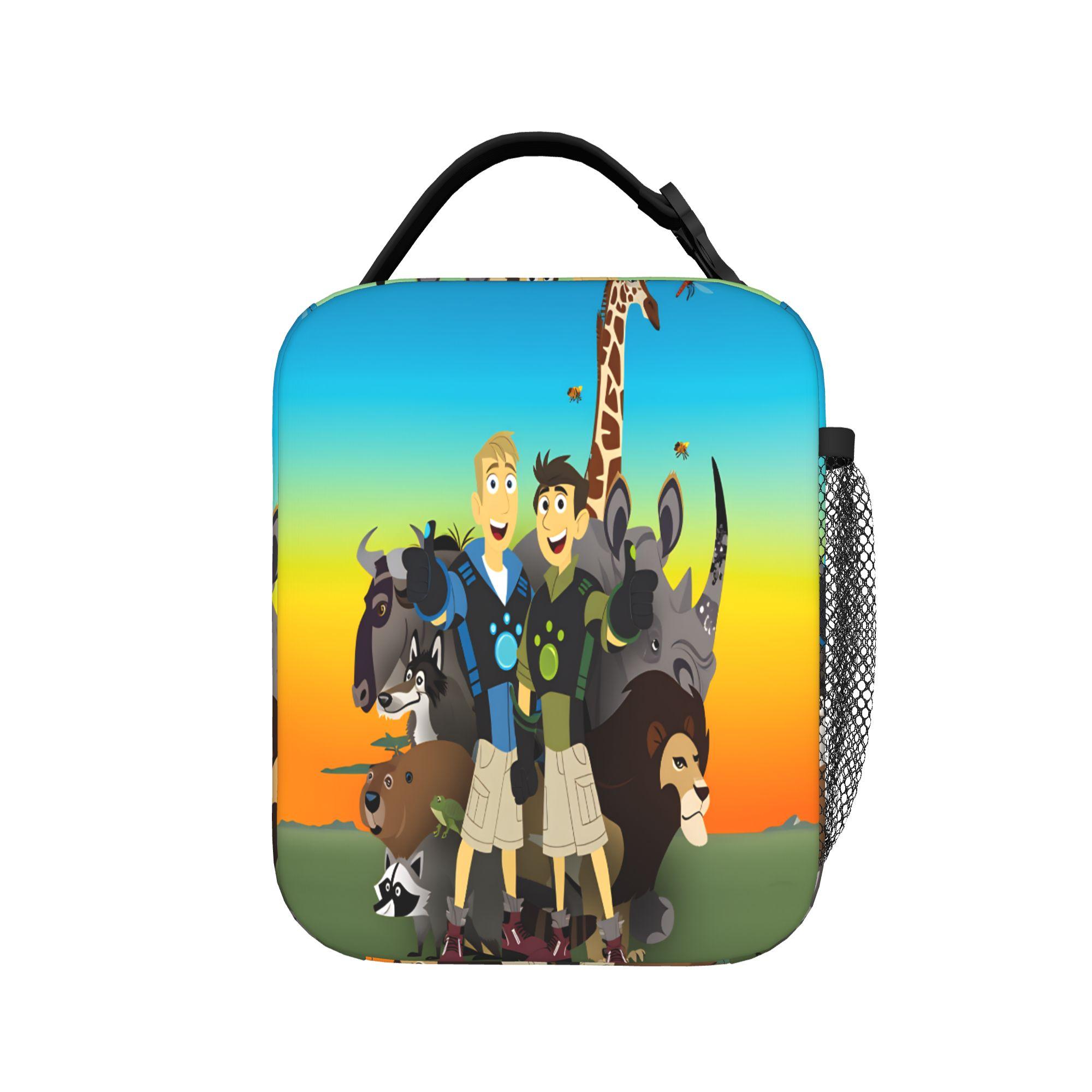Wilds Kratts Lunchtas Casual Lunchbox Picknick Draagbare Geïsoleerde Thermische Tote Handtassen Voor Meisjes Waterdichte Print Koeltas as picture