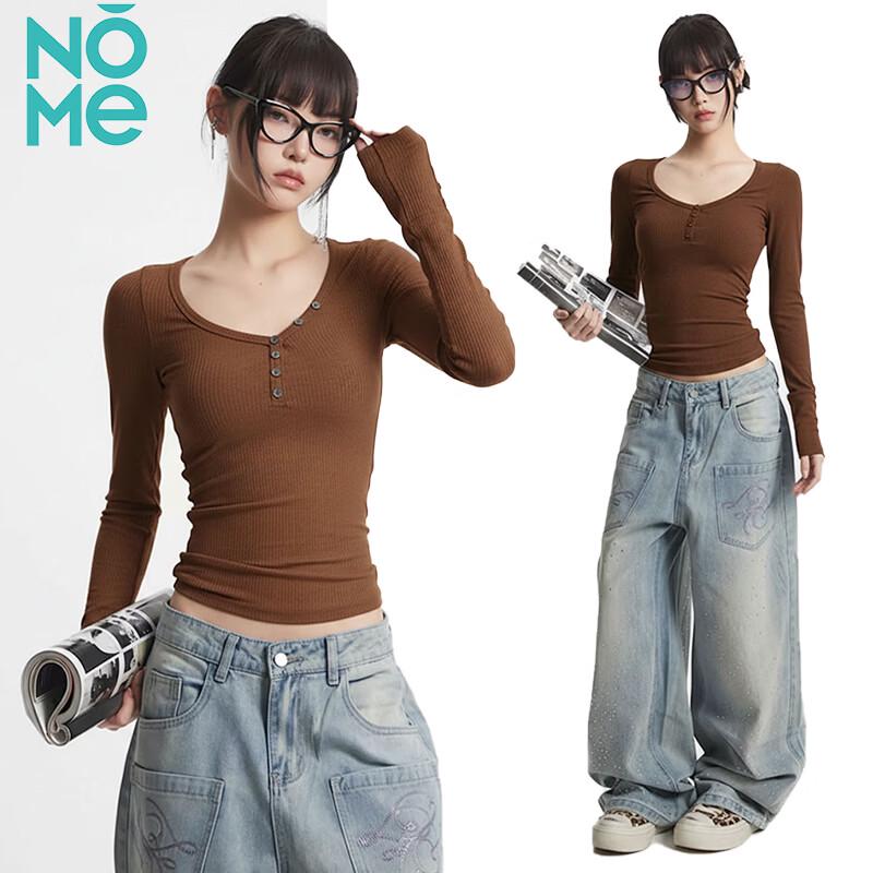 

NOME American Retro V-Neck Knit Long Sleeve Top S