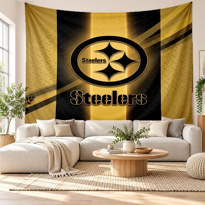 Pittsburgh Steelers Wall Tapestry, Soft Fabric Wall Hanging, Decorative Backdrop For Bedroom Home Wall Art