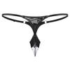 String pour homme en cuir verni noir aspect mouillé dos en T design fesses ouvertes taille basse sensuel clubwear