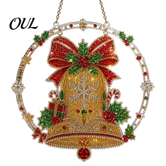 Acrylic Hanging Gift Christmas Faux Diamond Art Suncatcher, 2D Flat Window Ornament, Festive Pendant Beaded Pattern Holiday Decoration for Home, Tree