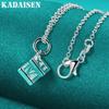 Fine 925 Sterling Silver Roman Square 16-30 Inch Pendant Necklace for Women Wedding Party Fashion Charm Jewelry
