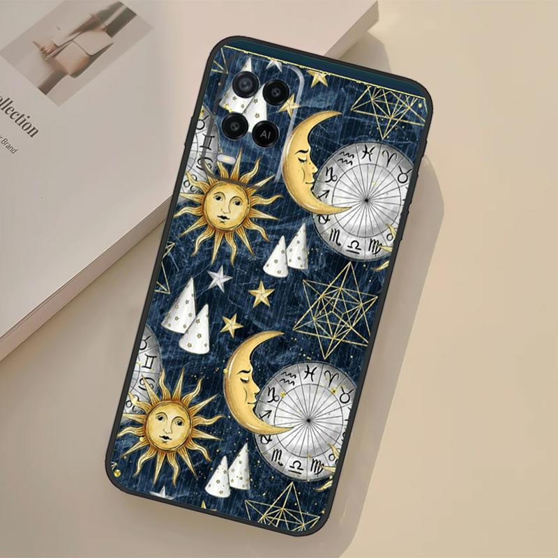 Sun Moon Aesthetic Case For Oppo A76 A96 A16 A17 A18 A60 A80 A40 A38 A58 A78 A98 A94 A74 A54 A15 A57 A77 A5 Pro