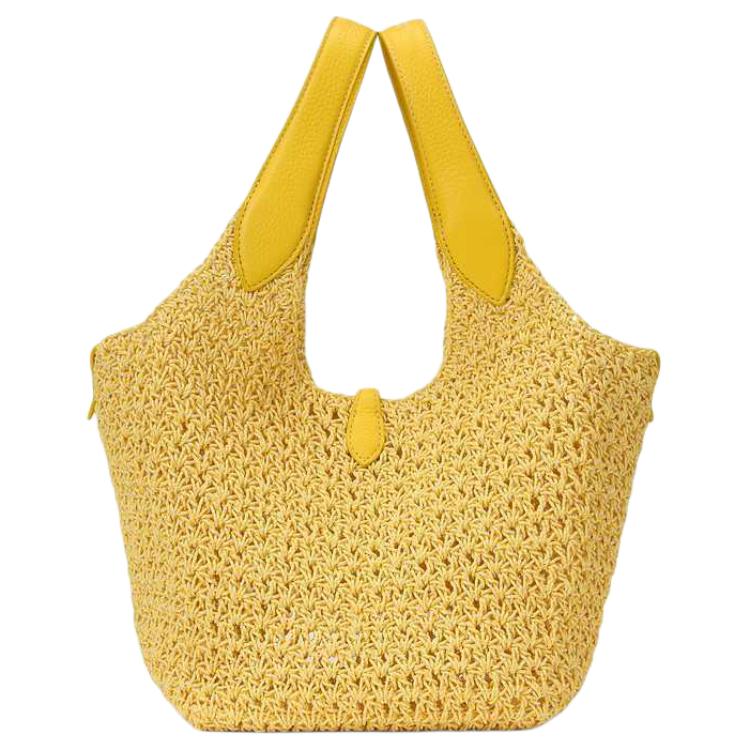 Polo Ralph Lauren Embossed Pattern Woven Tote Shopping Bag Women Tote Light-Yellow WAPOBAG0G620435700