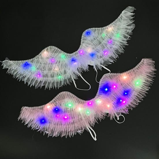 LED Light Up Angle Wing Elastic Strap Glowing Adults Butterflies Wing Kids Fairy Colorful Luminous Wing Stage