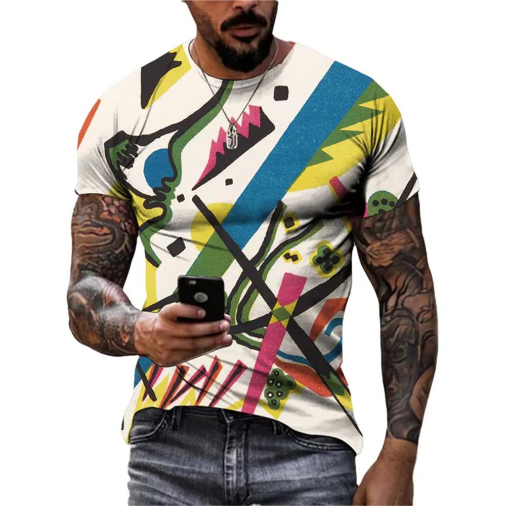 New Abstract Graffiti Street Style Men's T-Shirt 3D Stereo Printing Trend Fashion Harajuku Round Neck Short Sleeve T Shirts Tops