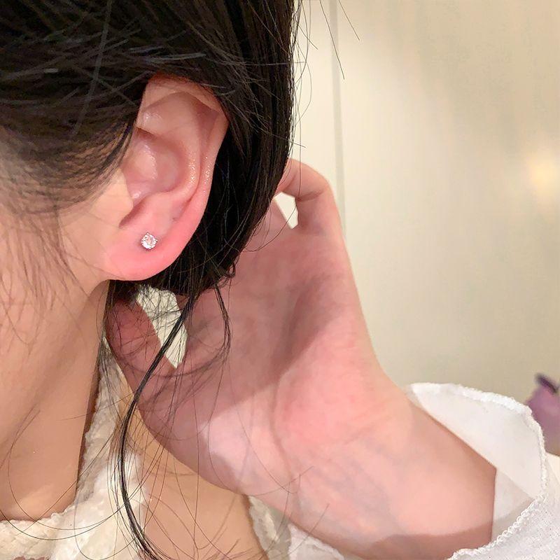 Ear-Caring Bi Medical Titanium Steel Flash Diamond Ear Bone Stud Small and Delicate Ear Stud Female Earrings Sleep No Need to Take off Earrings