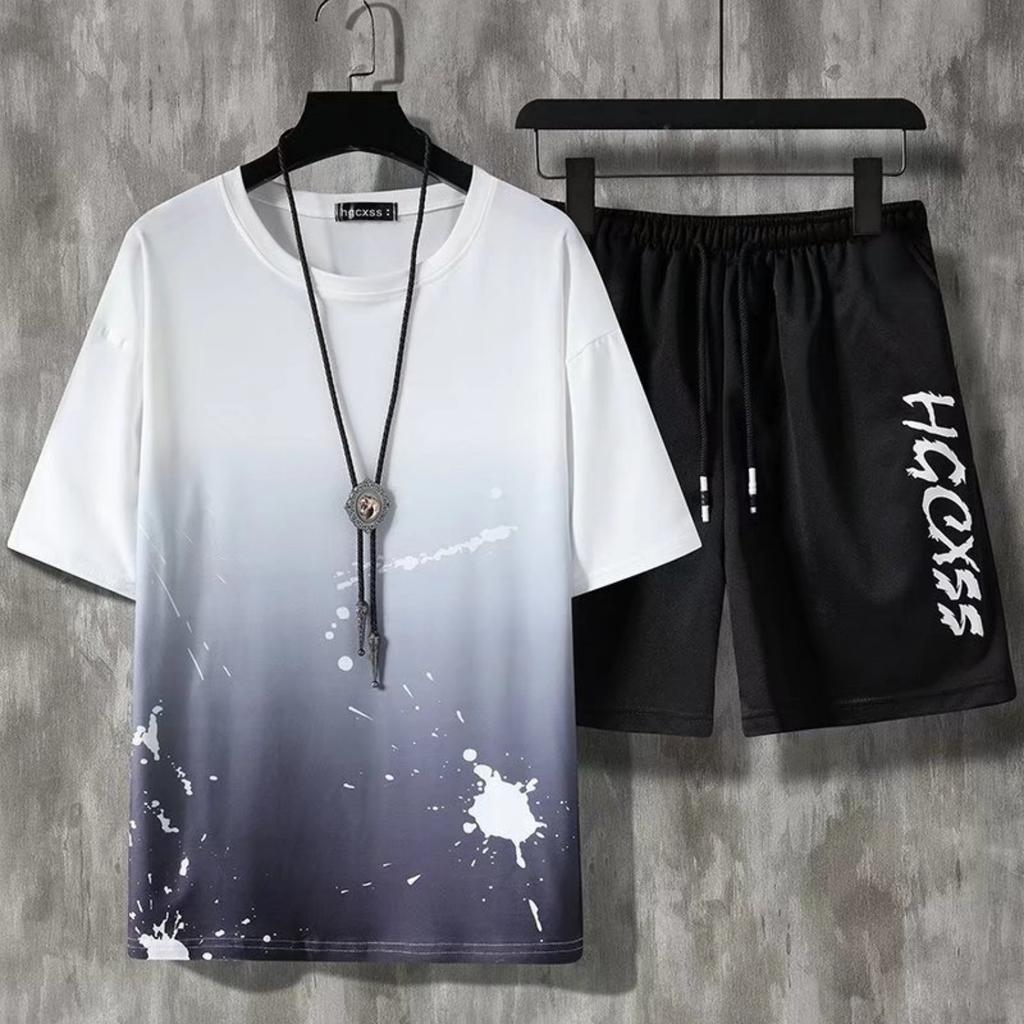 Summer Boys' 3D Printed Short Sleeved Shorts Set