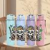 1PC Sugar Skull Festival Art 750ml Color Plastic Sports Water Bottle Leakproof Flip Straw Lid Suitable for Sports Office Home Use