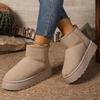Fashion Faux Suede Platform Winter Boots for Women Warm Thicken Plush Anti Slip Snow Boots Woman Comfy Sliop On Thick Sole Ankle Booties
